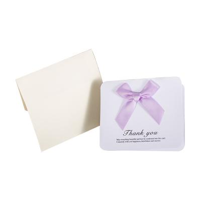 China Europe Business Style Thanksgiving Christmas New Year Party Partner Thank You Satin Bow Greeting Card With Envelope for sale