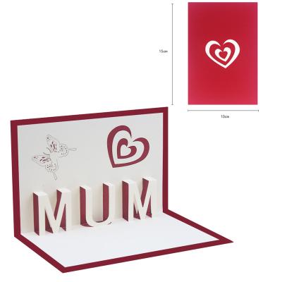 China Europe Thanksgiving Day Mother's Day Love Happy Mum 3d Red Pop Up Mother's Day Blank Greeting Card for sale