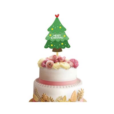 China Wholesale Plastic Cartoon Santa Cake Decoration Acrylic Laser Cut Tree Santa Xmas Sock Merry Christmas Tree Cake Toppers for sale