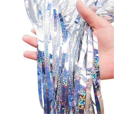 China Glitter Laser Color 1x2m Birthday Wedding Christmas Party Backdrop Shimmer Tassel For Shinny To Glitter Glitter Metallic Colors Fringe Foil Curtain for sale