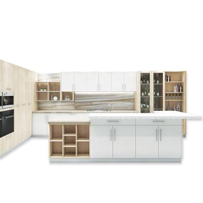 China PA Environment Friendly White Lacquer Assemble Modular Modern Kitchen Furniture for sale