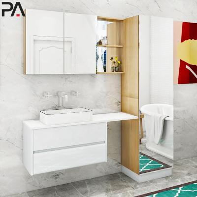 China PA Waterproof White Cabinet Modern Bathroom Vanity Sets for sale