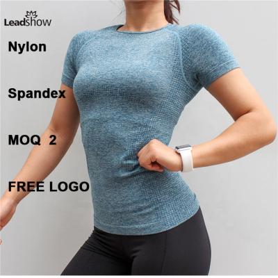 China Breathable Quick Dry Anti-Shrink Running Fitness T-shirt Women Seamless Knitting Short Sleeves for sale