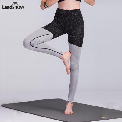 China High Waisted Gym Two Tone Leggings Yoga Leggings Pants Workout Sports Antibacterial Women Fitness Antibacterial for sale