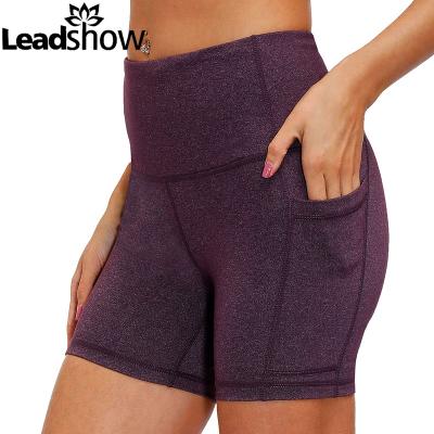 China Hot 2021 New Breathable Yoga Shorts Women Tummy Control Shorts Printed Sports Shorts With Pocket for sale