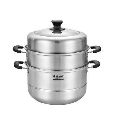 China Double Layer Sustainable Steamer Combined Cover 304 Stainless Steel Composite Bottom for sale