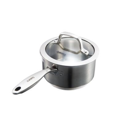 China Stainless Steel 16cm Uncoated Sustainable Milk Pot Integrated Forming Small Auxiliary Pot Baby Food Gas Induction Cooker for sale