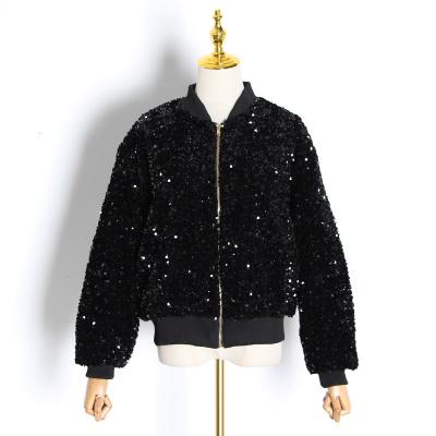 China Street Waterproof Cotton Winter Direct Selling Girl Sequin Loose Custom Made Waterproof Bomber Jacket for sale