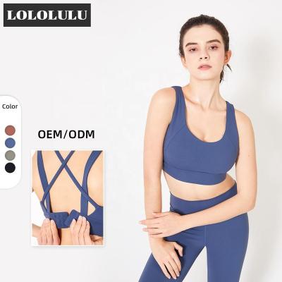 China Original Breathable High Intensity Cross Back Crop Top Sportswear Design U-Neck Workout Sports Bras For Women Fitness for sale