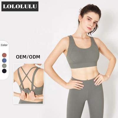 China Original Breathable High Intensity Cross Back Crop Top Sportswear Design U-Neck Workout Sports Bras For Women Fitness for sale