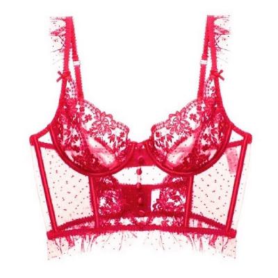 China 2022 New Design Women Breathable Underwear Embroidered Lace Corset Lingerie Sexy French Style Soft Cup Bra for sale