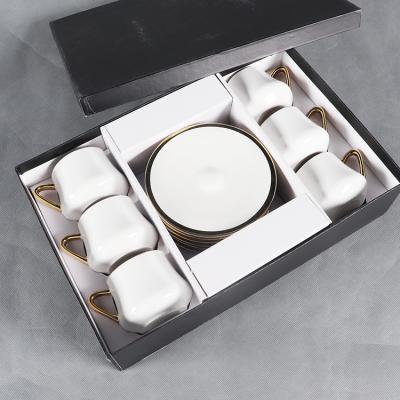 China Viable Wholesale Custom Reusable Ceramic Cup And Saucer Set From China 6 Color Box Package for sale