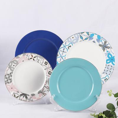 China Durable Solid Color Restaurant Hotel Hot Selling Elegant Glossy Glazed Tableware Round Serving Plates for sale