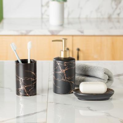 China Sustainable Fashion Royal Exquisite Marble Black Household Ceramic Cheap Bathroom Set UK for sale