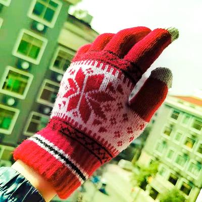 China Jacquard Snow Design Free Mocking Up Gloves Knitted Jacquard Weave Winter Gloves For Women for sale