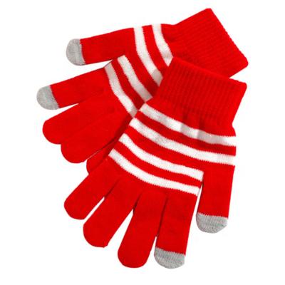 China Simple Christmas Smart Phone Tablet Winter Knit Warmer Touch Gloves White Stripes Magic Touch Red Screen Gloves for sale