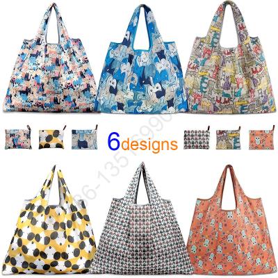 China Heavy Duty Expandable Folding Handled 170D190T 210T Polyester Reusable Collapsible Grocery Bag Tote Bag for sale