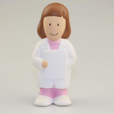 China High Lover 11cm White Female Doctor Stress Ball With Brand Pink Nurse Stress Ball PU Ball Supplier for sale