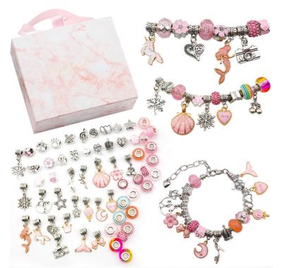 China Best Fashion Valentine's Day Gifts for Girls DIY Bracelet Making Kit 64PCS Charm Bracelets Kit with Beads, Crystal, Dangle, Charm for sale