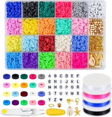 China Fashion Clay Beads 6mm Flat Round Polymer Clay Spacer Beads 20 Colors With Pendant Charms Kit For DIY Jewelry Making Bracelets Necklace for sale