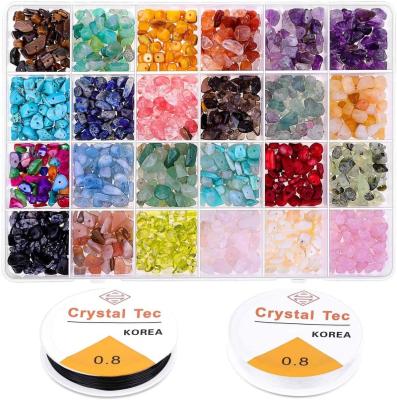 China Fashion BAOYU Crystal Chips and Gemstone Beads for Jewelry Making Kit, 24 Colors Gemstone Chips Jewelry Bracelet Beads for Jewelry for sale