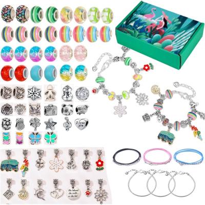 China BAOYU Fashion New Arrival 71 PCS 2022 Charm Bracelet Making Kit with 3 Bracelets, 3 Necklaces, DIY Craft Jewelry Gift for Teen Girls for sale