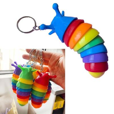 China Toy Rainbow Caterpillar Stress Relief 3D ABS Wriggly Person Ingot Worm Looper Decompression Flexible Chain Head Snail Kids Toys for sale