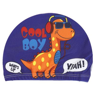 China Newest Wholesale Environmental Protection Cartoon Kids Dinosaur Swimming Cap Printed for sale