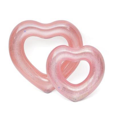 China New Custom Sequins Heart Sequins Fashionable Popular Clear Tube Inflatable Pool Float Swimming Ring for sale