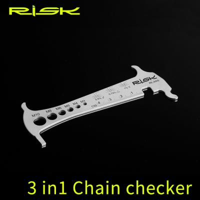 China SUS304 HAZARD 3 in 1 Bicycle Chain Checker Stainless Steel Bolt Hook Bicycle Repair Recycling Measuring Chain Tool for sale