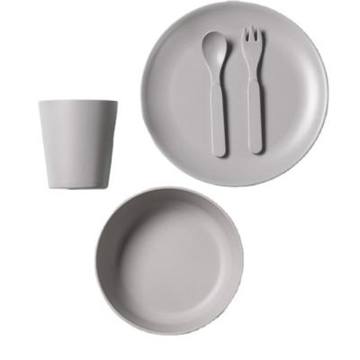 China Sustainable Fiber Dinnerware Set Solid Color Disc Rice Bowl Water Cup Spoon Fork Set Bamboo Steak Dish for sale