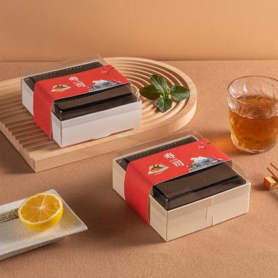 China Disposable Japanese Sushi Packaging Box Disposable Paper Rectangular Biodegradable Take Out Box for sale