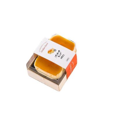 China Bio-degradable Disposable Transparent Lid Paper Seal Belt Wooden Food Container Pastry Box Cheese Dessert Sushi Packaging Box for sale