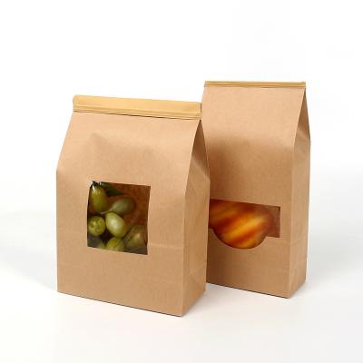 China Recyclable Printable Self Seal Kraft Paper Bag Food Packaging Stand Up Bag With Window for sale