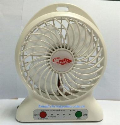 China 2015 new design hot sale Li-ion battery mini fan table mini fan can charge mobile phone F68 for sale