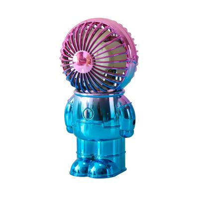 China Mini Size 2022 Design Mini Portable Unique Gradient Electronic Fan Cute Bear Shaped Fan Color Gradient Bear Electroplating Fan for sale