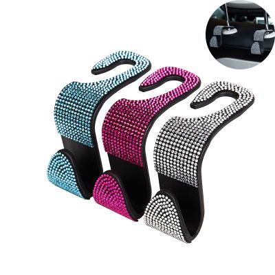 China Universal Durable Auto Rhinestone Hanger Hooks Seat Headrest Hooks Car Bling Mount Storage Holder Car Interior Decoration Accessories for sale