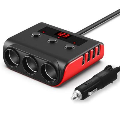 China Faster Charging Car Cigarette Lighter 3 Plug Splitter 12-24V Car Adapter Charger 4 Ports USB Charger For GPS Cell Phone 100W for sale