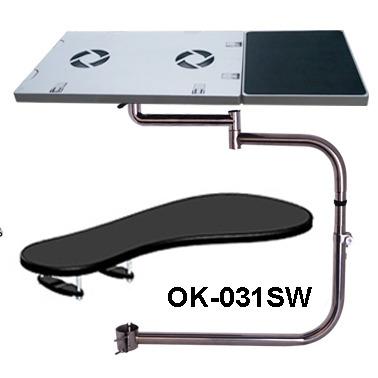 China BL OK031S Metal Multifunctional Full Motion Chair Clamping Laptop Desk Stand With Mouse Pad +Fan Square Chair+ Arm Clamping Mouse Pad for sale