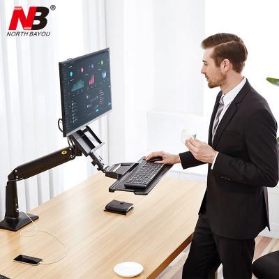 China NB FC35 NB35 22-35 (Height) Inch Ergonomic Monitor Stand Workstation Gas Spring Long Arm Adjustable Desk Extender with Keyboard Tray for sale