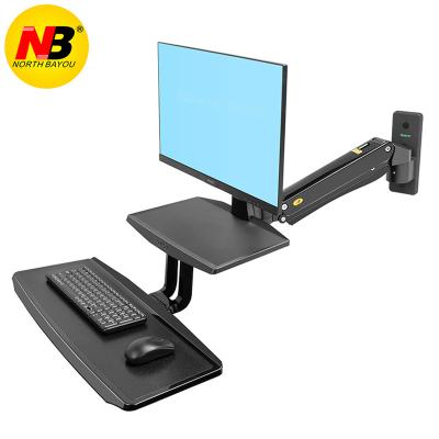 China (Size) NB MC55 Sit Stand Workstation 24-35 Inch Adjustable Ergonomic Monitor Stand Wall Mount with Foldable Keyboard Tray Gas Strut Arm for sale