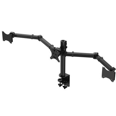 China Full Motion 10-30 Inch Monitor Stand 360 Degree Three LED LCD Monitor Mount Arm Desktop Clamping Triple Bracket 10kgs Per Arm D1T for sale