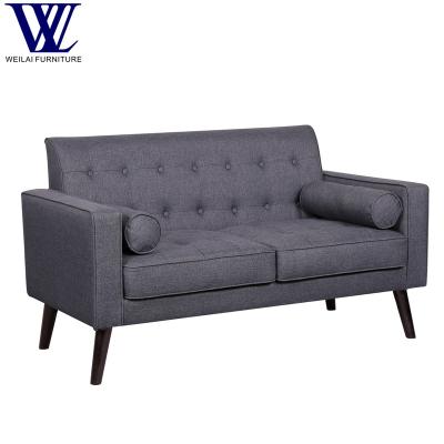 China Mail Order Small Sofa Living Room Furniture Linen Space Saving Loveseat 2 Seater Fabric Packing With Round Pillows for sale