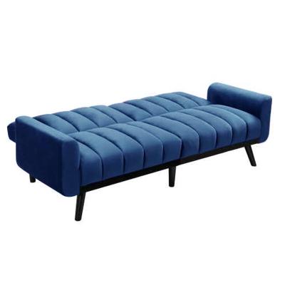 China Foldable Mail Order Packing Sofa Bed Blue Velvet Fabric 2 Seater Sofa Space Foldable Style Living Room Furniture Small for sale