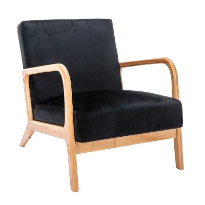 China Hot Selling Mail Order Modular Packing Modern Black Velvet Frame Style Armchair Wood Living Room Accent Chair for sale