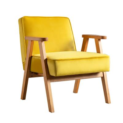 China Home Furniture Yellow Velvet Living Room Accent Chair Mail Order Revolving Solid Wood Packing for sale