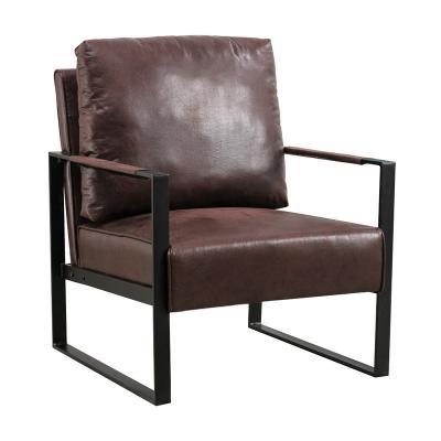 China Accent Chair Brown Fabric Living Room Black Metal Frame Armchair Spinning Mail Order Packing for sale