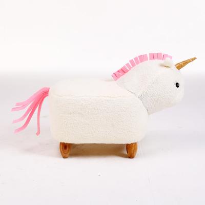 China Modern Animal Kids Ottoman Unicorn Stool Solid Wood Legs for sale