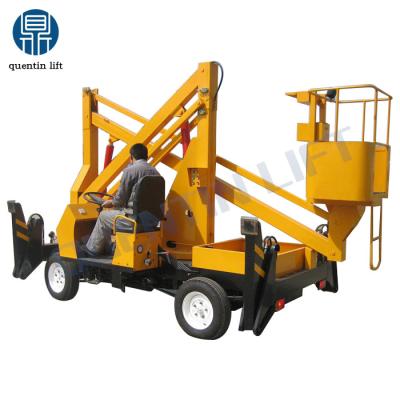 China Elevator workers in lift platform boom outdoor highest level aerial forklift mounted cherry picker man lift for sale