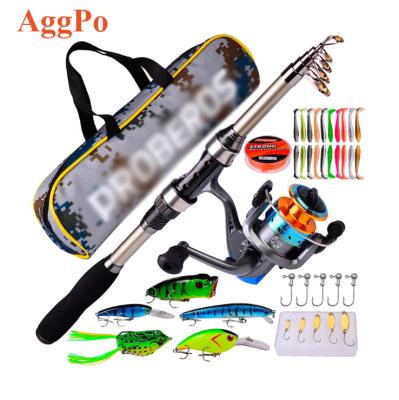 China Carbon Portable Telescopic Fishing Rod and Reel Kit Fishing Reel Casting Rods Combo with Lines Tackle Box and Lure Bag for sale